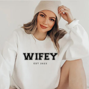 Wifey/Hubby Anpassningsbar Bride, Fiance Gift Whit T Shirt