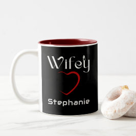 Wifey Hubby Couple Bröllop-årsgåva Två-Tonad Mugg