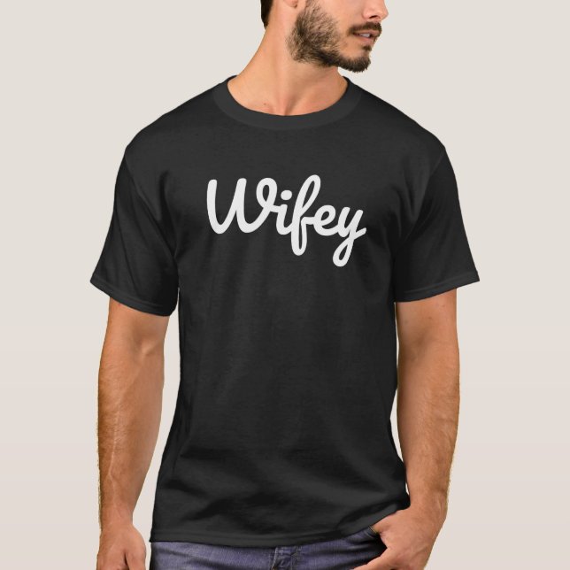 Wifey Hubby Honeymoon Bröllop T Shirt (Framsida)