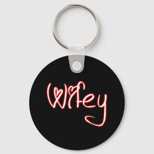 Wifey Keychain - svart vit som är röd med Nyckelring