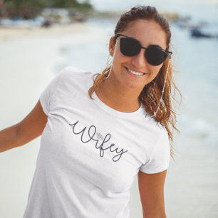 Wifey Modern Black Script Diamond T Shirt