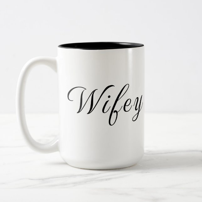 Wifey Modern Black Script White Womens Två-Tonad Mugg (Vänster)