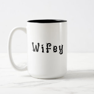 Wifey Modern Black Script White Womens Två-Tonad Mugg