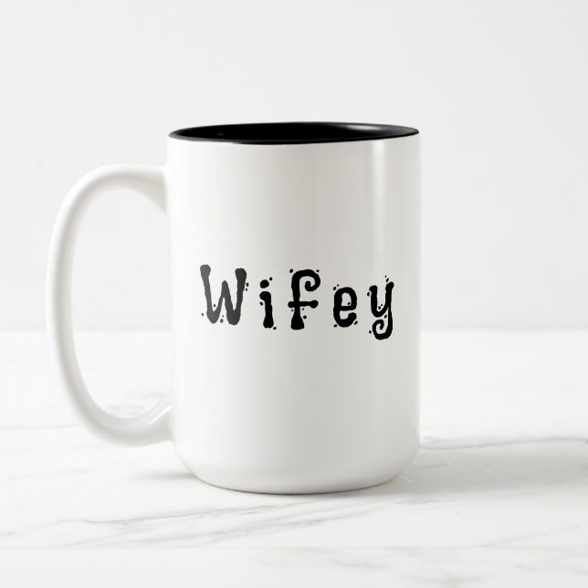 Wifey Modern Black Script White Womens Två-Tonad Mugg (Vänster)