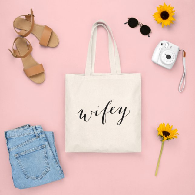 Wifey Modern Black Script Womens Tygkasse (Skapare uppladdad)