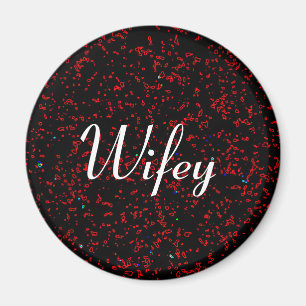 Wifey Modern Fractal Art Black Red-Snyggt, Coola Magnet