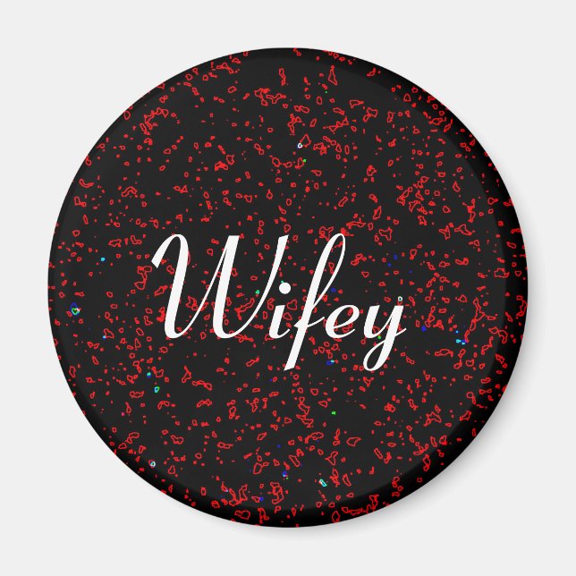 Wifey Modern Fractal Art Black Red Snyggt Coola Magnet (Framsidan)