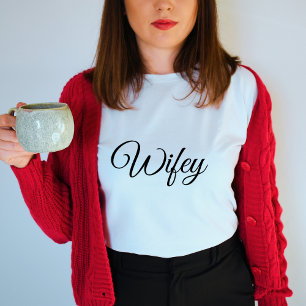 Wifey Modern Honeymoon Black Script White Women's T Shirt