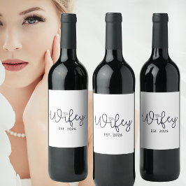 Wifey Modern med diamantaccent EST år Vinflaska Etikett