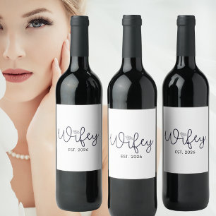 Wifey Modern med diamantaccent EST år Vinflaska Etikett