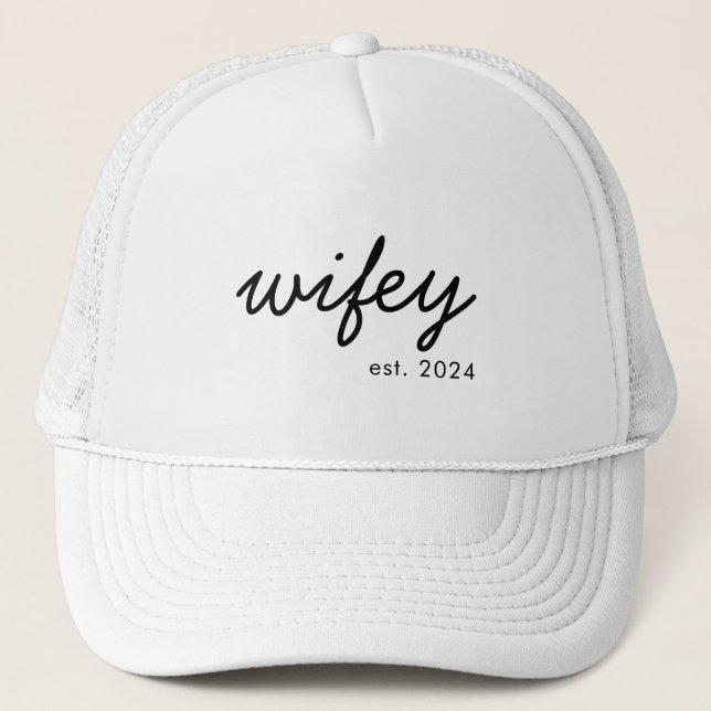 Wifey Modern Minimalist Script Personlig Bride Keps (Framsida)