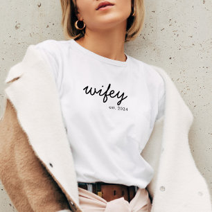Wifey Modern Minimalist Script Personlig Bride T Shirt