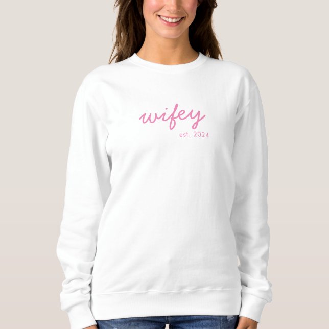 Wifey Modern Minimalist Script Personlig Bride T Shirt (Framsida)