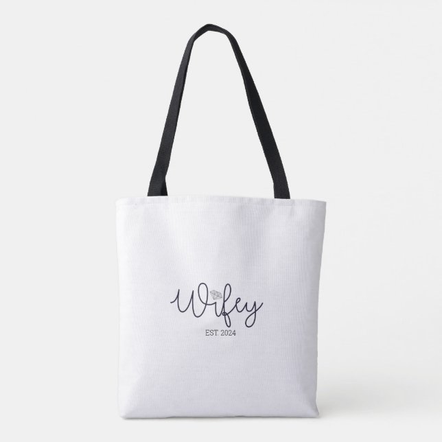 Wifey Modern Typografi Hustru Fru Bröllop Hennes Tygkasse (Baksida)