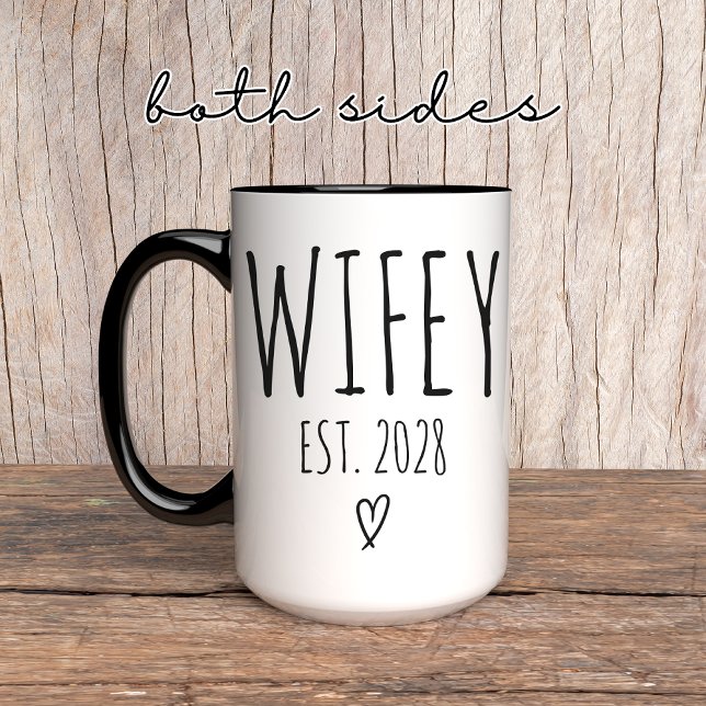 Wifey-mugg – Personligt bröllopsgåva till bruden Mugg (wedding gift mug, newlyweds gift mug, custom bride mug, engagement gift mug, anniversary mug gift,)