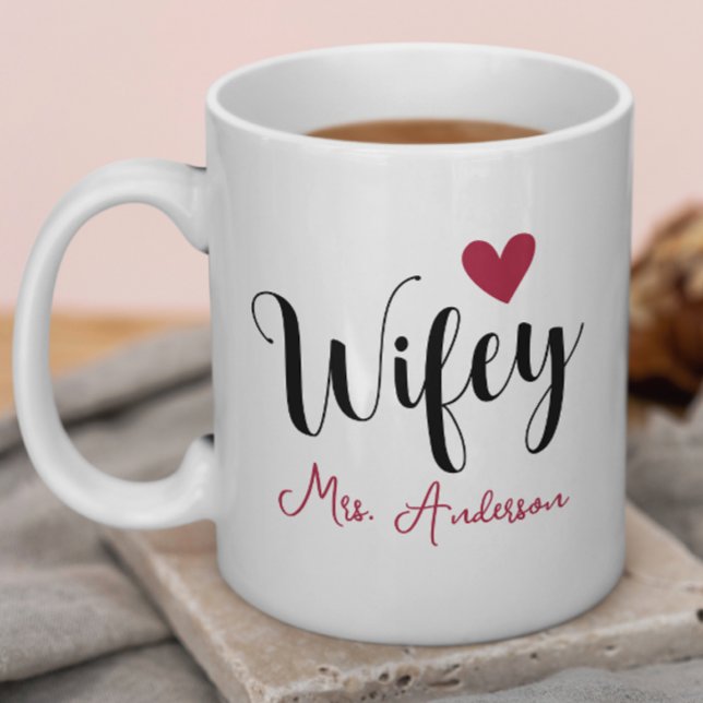 Wifey Namn och Date Bröllop-årsdagen Kaffemugg (Skapare uppladdad)