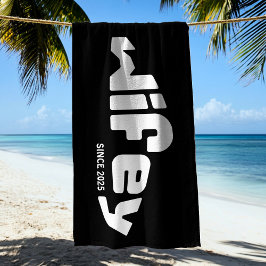 Wifey Newlyged Bride Black & White Beach Towel