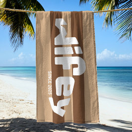 Wifey Newlyged Bride Coffee Stripe Beach Towel