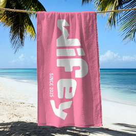 Wifey Newlyged Bride Rosa & White Beach Towel