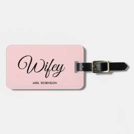 Wifey Newlyged Modern Script Anpassningsbar Monogr Bagagebricka