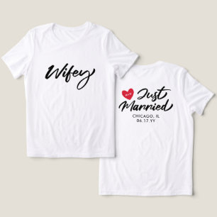 Wifey Ny gifta Red Heart Initialer Bröllop T Shirt