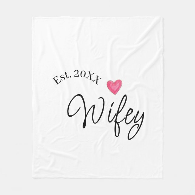 Wifey red heart est. Year future wife valentine's  Fleecefilt (Framsidan)