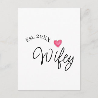 Wifey red heart est. Year future wife valentine's  Vykort