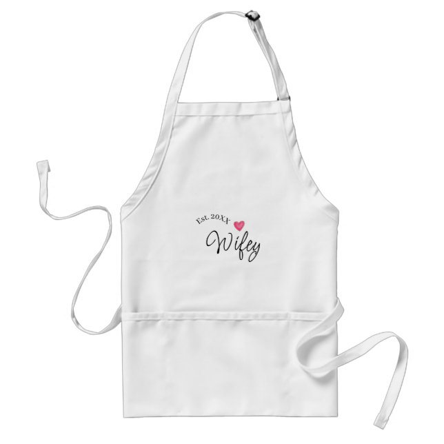 Wifey rött hjärta est. År framtida fru valentine's Förkläde (Framsidan)