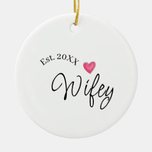 Wifey rött hjärta est. År framtida fru valentine's Julgransprydnad Keramik