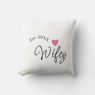 Wifey rött hjärta est. År framtida fru valentine's Kudde