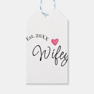 Wifey rött hjärta est. År framtida fru valentine's Presentetikett