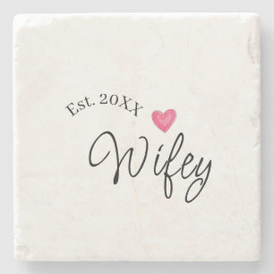 Wifey rött hjärta est. År framtida fru valentine's Stenunderlägg