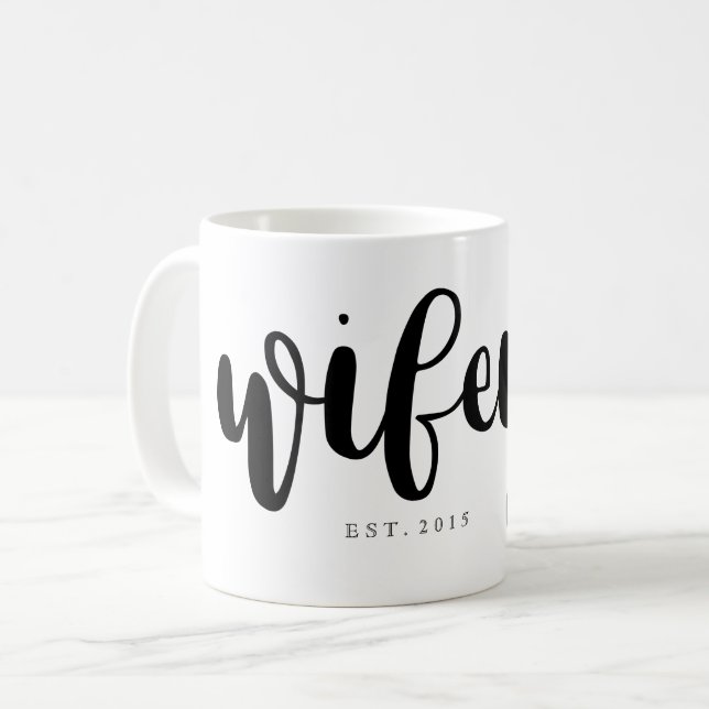 Wifey skrivar rosa hjärta kaffemugg (Framsida vänster)
