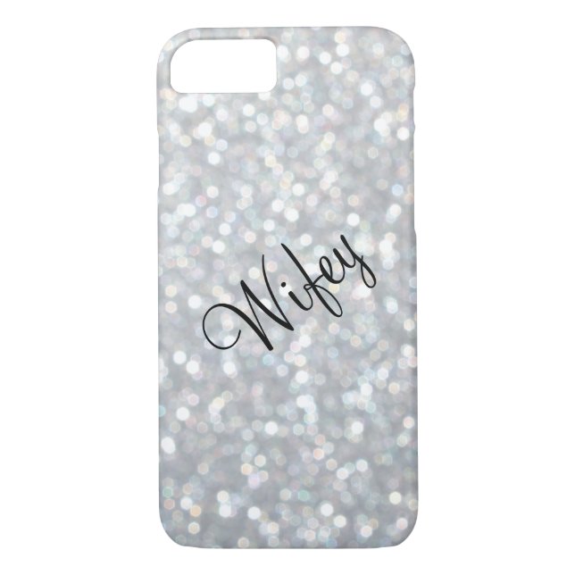 Wifey Sparkly & Silver iPhone 7 Fodral Case-Mate iPhone Skal (Baksida)