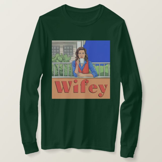 Wifey T-Shirt med lång Sleeve för grönt (Design framsida)
