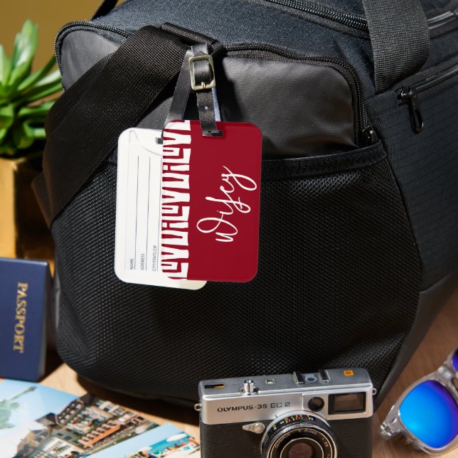 Wifey Tribal African Red and White MRS. Bagagebricka (Framsida & Baksida)