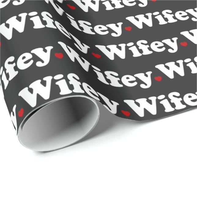 Wifey typografisvart presentpapper (Rullad Hörn)