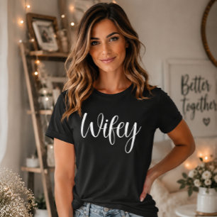 Wifey Vit Modern Skrift Svart Dam T Shirt