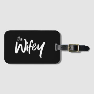 Wifey Whimsical Text för Bride Bagagebricka