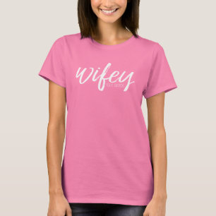 Wifey - Whimsical White Calligraphy for the Bride Tee Shirt
