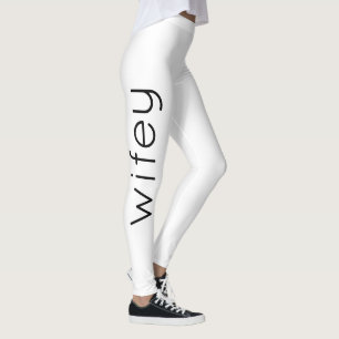 Wifey Wife Black White Modern Snyggt Anpassningsba Leggings