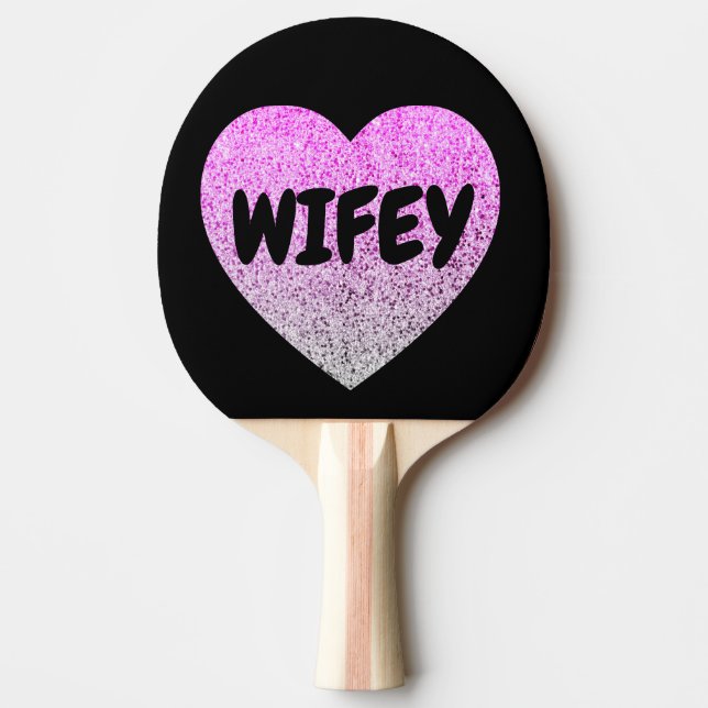 WIFEY WIFE PING PONG PADDLE GLITTER HEART PINGISRACKET (Framsidan)