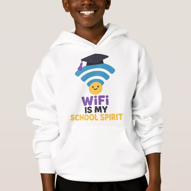 WiFi är min skolsjäl Funny Student Life Hoodie T Shirt (Framsida)