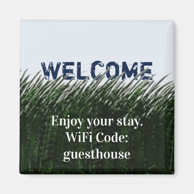WiFi Code Guest House Grönt Grass Vacation Home Magnet (Framsidan)