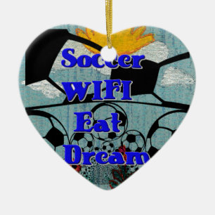 WIFI Eat Dream Repeat. Julgransprydnad Keramik