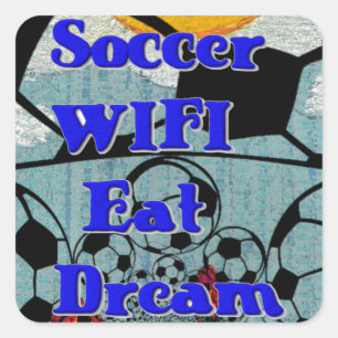 WIFI Eat Dream - Roligt Sports Art Print Fyrkantigt Klistermärke
