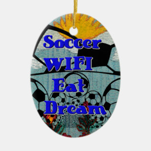 WIFI Eat Dream - Roligt Sports Art Print Julgransprydnad Keramik