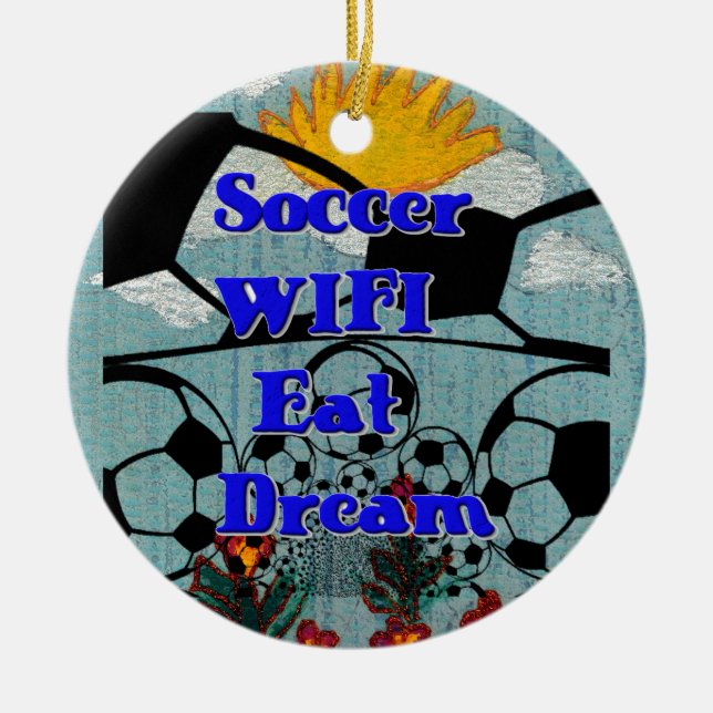 WIFI Eat Dream - Roligt Sports Art Print Julgransprydnad Keramik (Framsidan)