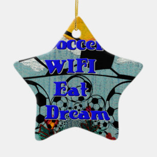 WIFI Eat Dream - Roligt Sports Art Print Julgransprydnad Keramik