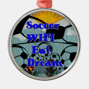 WIFI Eat Dream - Roligt Sports Art Print Julgransprydnad Metall
